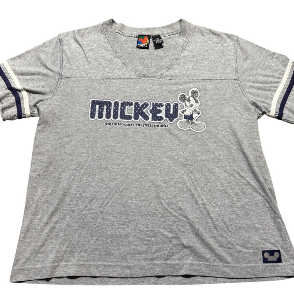 Vintage Mickey Mouse XL women jersey tee shirt 90s gray